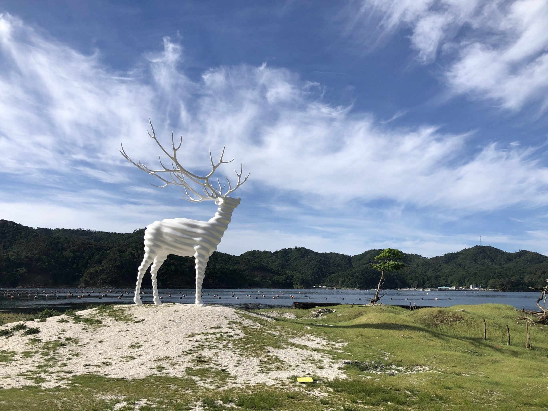 牡鹿半島で見ることができるパブリックアートのひとつ「White Deer」。